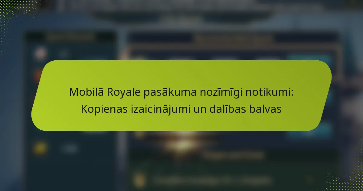 Mobilā Royale pasākuma nozīmīgi notikumi: Kopienas izaicinājumi un dalības balvas
