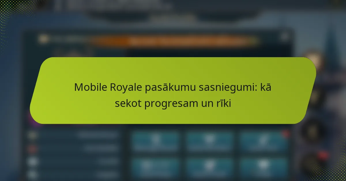 Mobile Royale pasākumu sasniegumi: kā sekot progresam un rīki