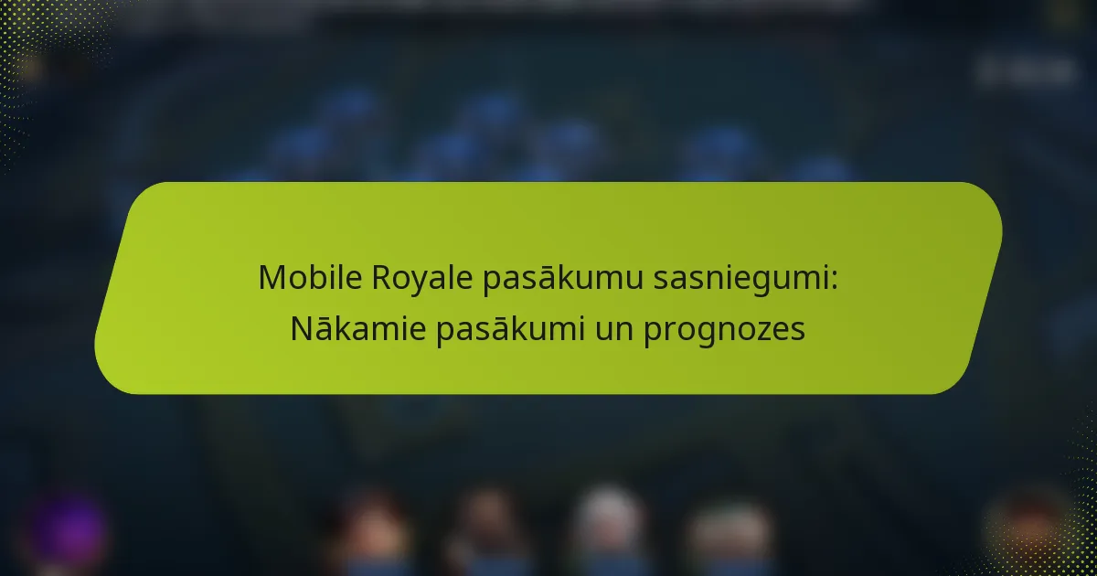 Mobile Royale pasākumu sasniegumi: Nākamie pasākumi un prognozes