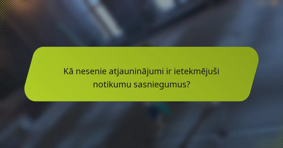 Kā nesenie atjauninājumi ir ietekmējuši notikumu sasniegumus?