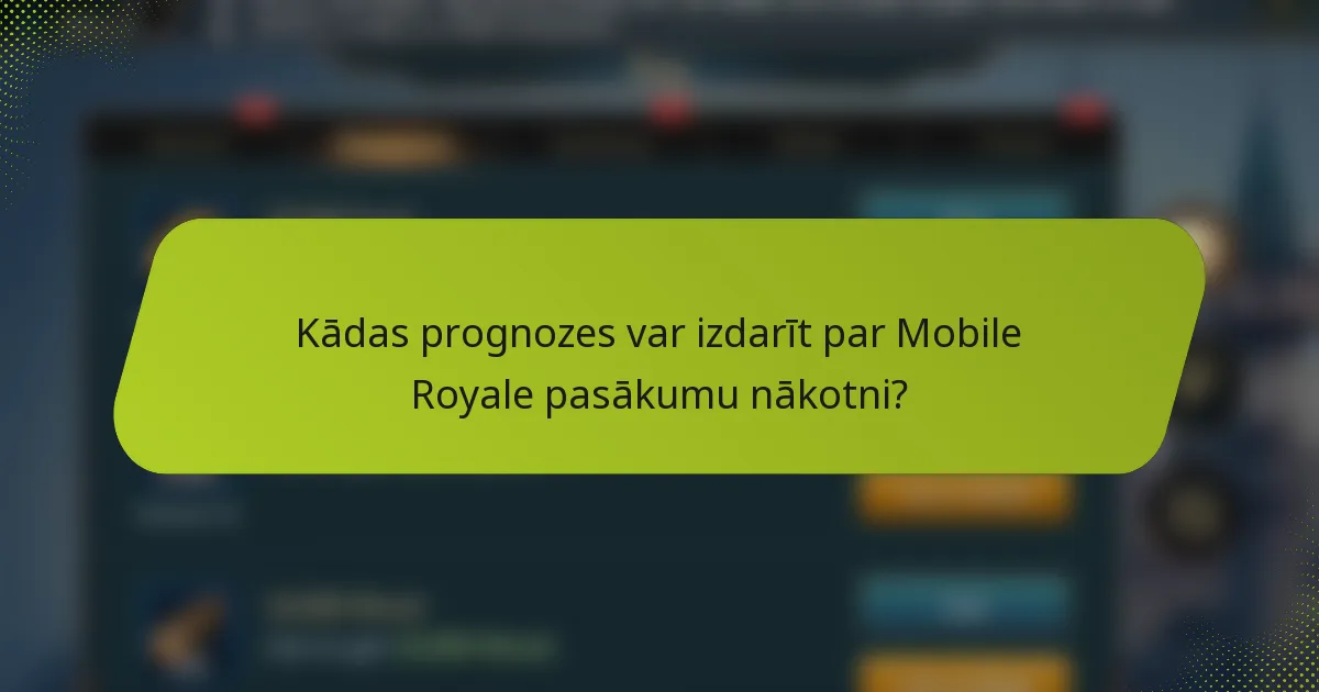Kādas prognozes var izdarīt par Mobile Royale pasākumu nākotni?