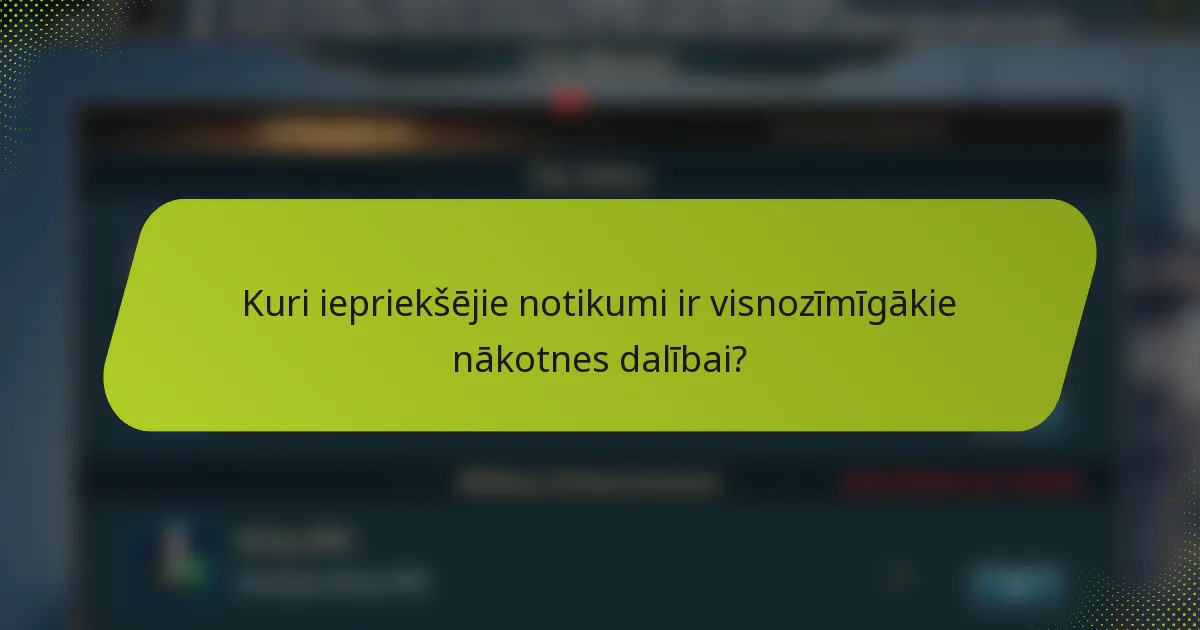 Kuri iepriekšējie notikumi ir visnozīmīgākie nākotnes dalībai?